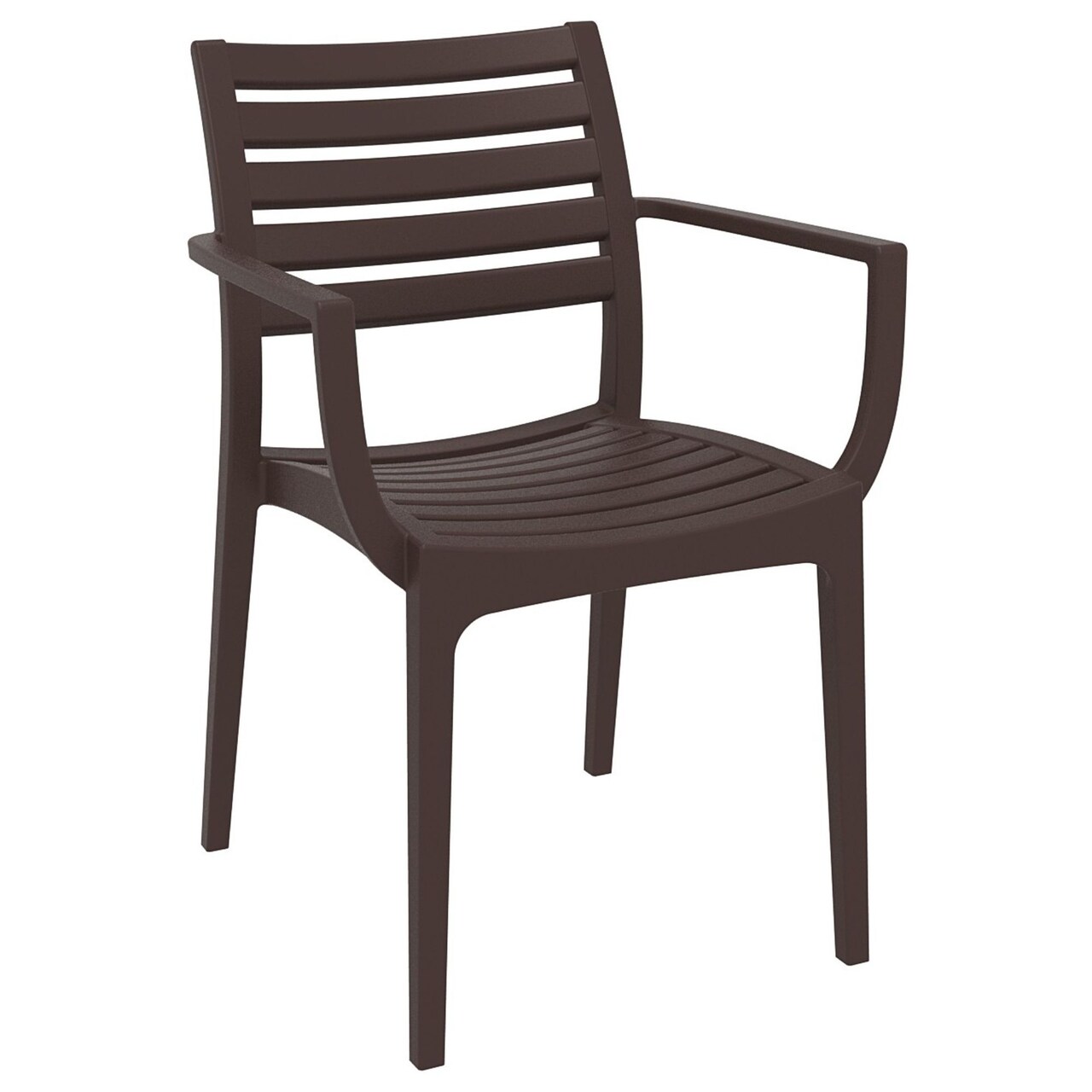 Luxury Commercial Living 33" Brown Stackable Outdoor Patio Dining Arm Chair